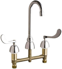 Chicago Faucets - Wrist Blade Handle, Wide Spread Bathroom Faucet - Two Handle, Educational and Healthcare Drain, Gooseneck Spout - Industrial Tool & Supply