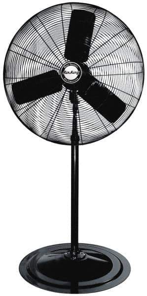 Air King - 30" Blade, 1/4 hp, 7,400 Max CFM, Single Phase Non-Oscillating Pedestal Fan - 2.04 Amps, 120 Volts, 3 Speed - Industrial Tool & Supply