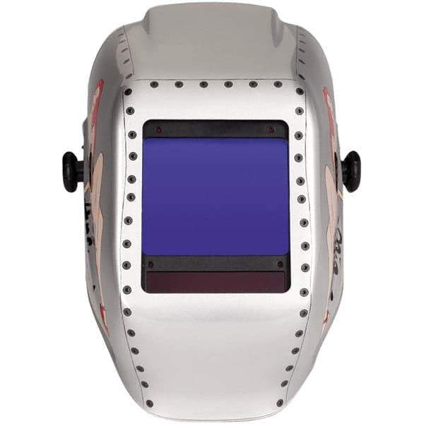 Jackson Safety - 3-1/4" Window Width x 4" Window Height, 9 to 13 Shade Auto-Darkening Lens, Fixed Front Welding Helmet - Graphics on Helmet Arc Angel Design, Thermoplastic Amber Lens - Industrial Tool & Supply