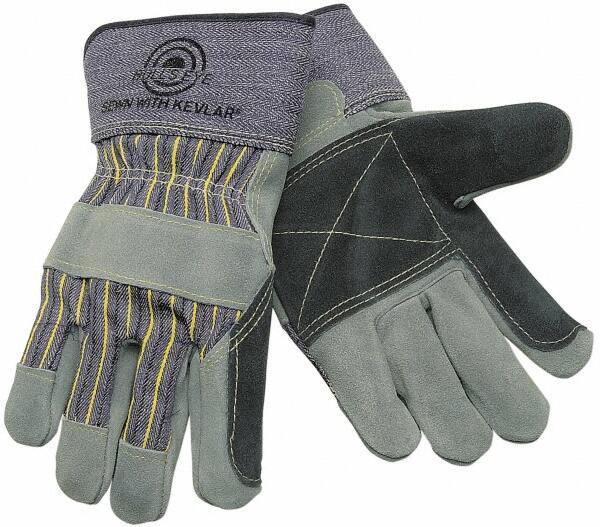 MCR Safety - Size L Cowhide Work Gloves - Uncoated, Safety Cuff, Green/Blue, Paired - Industrial Tool & Supply