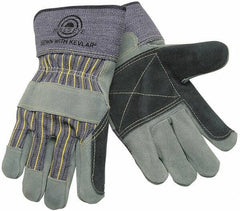 MCR Safety - Size L Cowhide Work Gloves - Uncoated, Safety Cuff, Green/Blue, Paired - Industrial Tool & Supply