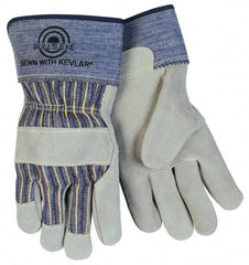 MCR Safety - Size M Cowhide Work Gloves - Uncoated, Safety Cuff, Blue/Gray, Paired - Industrial Tool & Supply