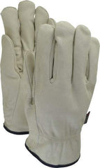 MCR Safety - Size XL Grain Cowhide Work Gloves - For Work & Driver, Uncoated, Slip-On Cuff, Tan, Paired - Industrial Tool & Supply