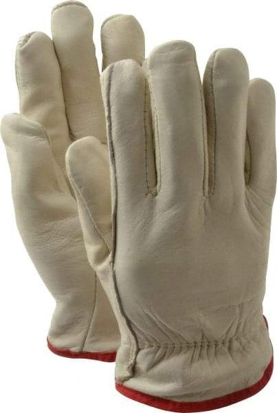 MCR Safety - Size S Grain Cowhide Work Gloves - For Work & Driver, Uncoated, Slip-On Cuff, Tan, Paired - Industrial Tool & Supply