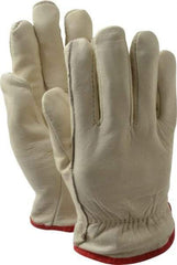 MCR Safety - Size S Grain Cowhide Work Gloves - For Work & Driver, Uncoated, Slip-On Cuff, Tan, Paired - Industrial Tool & Supply