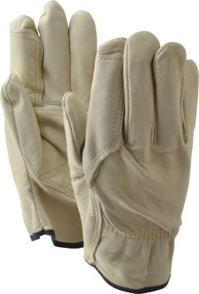 MCR Safety - Size XL Grain Cowhide Work Gloves - For Work & Driver, Uncoated, Slip-On Cuff, Tan, Paired - Industrial Tool & Supply
