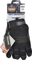 Ergodyne - Size M PVC Coated Cold Protection & Waterproof Work Gloves - Palm & Fingers Coated, Hook & Loop Cuff, Black, Paired - Industrial Tool & Supply