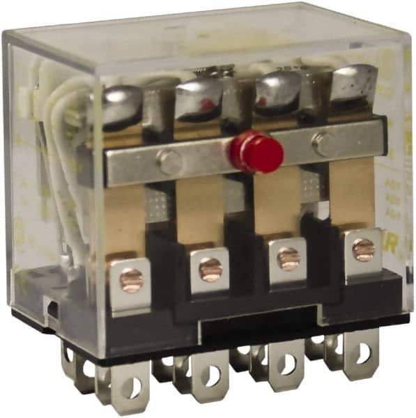 Square D - 1/2 hp at 120 Volt & 3/4 hp at 240 Volt, Electromechanical Plug-in General Purpose Relay - 10 Amp at 250 VAC, 4PDT, 120 VAC at 50/60 Hz - Industrial Tool & Supply