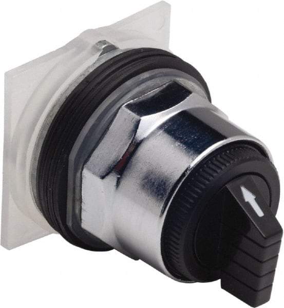 Schneider Electric - 30mm Mount Hole, 3 Position, Knob and Pushbutton Operated, Selector Switch Only - Black, Maintained (MA), without Contact Blocks, Weatherproof and Dust and Oil Resistant - Industrial Tool & Supply