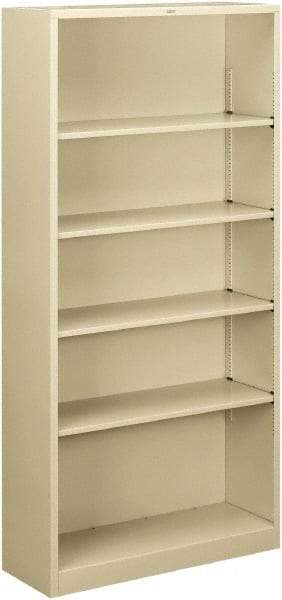 Hon - 5 Shelf, 71" High x 34-1/2" Wide Bookcase - 12-5/8" Deep, Steel, Putty - Industrial Tool & Supply
