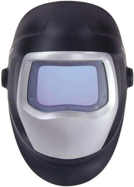 3M - 4-1/4" Window Width x 2-3/4" Window Height, 5, 8 to 13 Shade Auto-Darkening Lens, Fixed Front Welding Helmet - Black/Gray PPA Green Lens - Industrial Tool & Supply