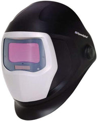 3M - 4-1/4" Window Width x 2-3/32" Window Height, 5, 8 to 13 Shade Auto-Darkening Lens, Fixed Front Welding Helmet - Black/Gray PPA Green Lens - Industrial Tool & Supply