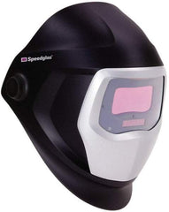 3M - 3-3/4" Window Width x 1-3/4" Window Height, 5, 8 to 13 Shade Auto-Darkening Lens, Fixed Front Welding Helmet - Black/Gray PPA Green Lens - Industrial Tool & Supply