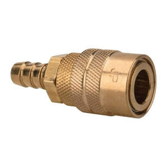 Value Collection - Hose Barb Industrial Pneumatic Hose Coupler (Six Ball) - Brass, 1/4" Body Diam, 3/8" Hose ID - Industrial Tool & Supply