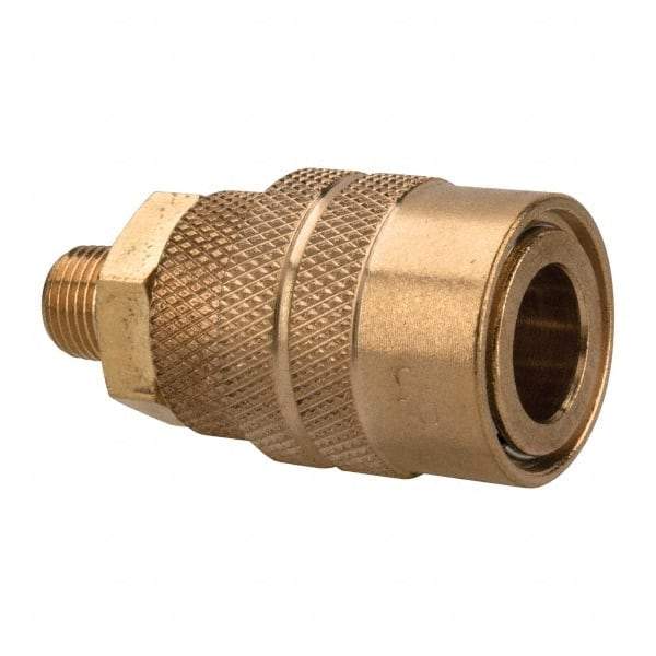 Value Collection - 1/8 Male NPT Industrial Pneumatic Hose Coupler - Brass, 1/4" Body Diam, 1/8" Hose ID - Industrial Tool & Supply