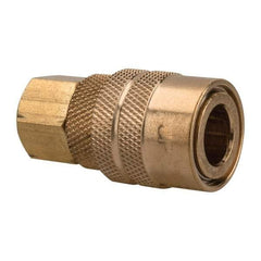 Value Collection - 1/8 Female NPT Industrial Pneumatic Hose Coupler - Brass, 1/4" Body Diam, 1/8" Hose ID - Industrial Tool & Supply