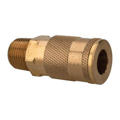 Value Collection - 3/8 Male NPT Tru-Flate Automotive Pneumatic Hose Coupler - Brass, 1/4" Body Diam, 3/8" Hose ID - Industrial Tool & Supply
