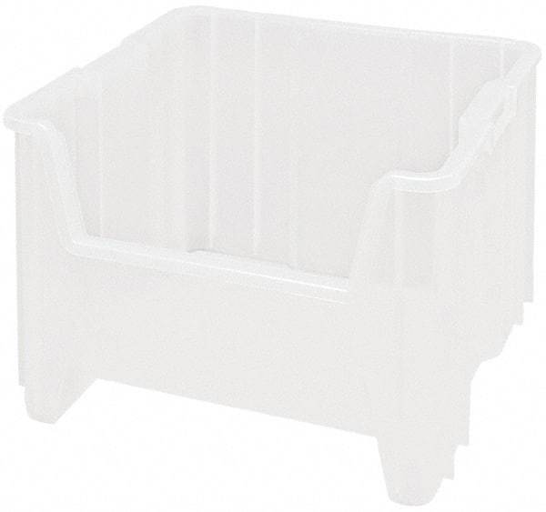 Quantum Storage - 17-1/2" Deep, Clear Polypropylene Hopper Stacking Bin - 12-1/2" High x 16-1/2" Wide x 17-1/2" Long - Industrial Tool & Supply