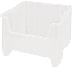 Quantum Storage - 17-1/2" Deep, Clear Polypropylene Hopper Stacking Bin - 12-1/2" High x 16-1/2" Wide x 17-1/2" Long - Industrial Tool & Supply