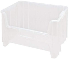 Quantum Storage - 15-1/4" Deep, Clear Polypropylene Hopper Stacking Bin - 12-7/16" High x 19-7/8" Wide x 15-1/4" Long - Industrial Tool & Supply