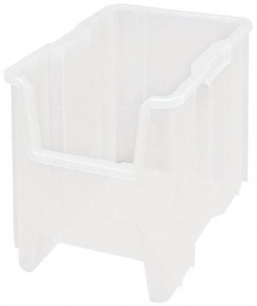 Quantum Storage - 17-1/2" Deep, Clear Polypropylene Hopper Stacking Bin - 12-1/2" High x 10-7/8" Wide x 17-1/2" Long - Industrial Tool & Supply