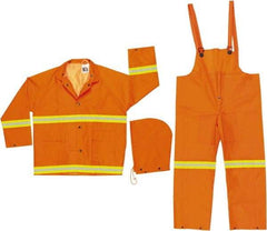 MCR Safety - Size 5XL, Orange, Rain Three Piece Suit - Detachable Hood, Take Up Snaps Ankle, Take Up Snaps Wrist - Industrial Tool & Supply