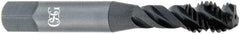 OSG - M3.5x0.60 Metric Coarse 3 Flute Modified Bottoming Spiral Flute Tap - Vanadium High Speed Steel, Oxide Finish, 2" OAL, Right Hand Flute, Right Hand Thread, D11, Series 299 - Exact Industrial Supply