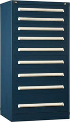 Vidmar - 9 Drawer, Modular Storage Cabinet - Steel, 30" Wide x 27-3/4" Deep x 59" High, Dark Blue - Industrial Tool & Supply