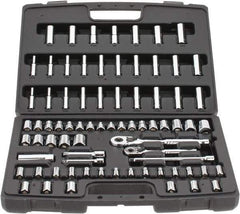 Stanley - 75 Piece 1/4 & 3/8" Drive Standard Deep Socket Set - 3/16 to 13/16", 4 to 19mm, Inch/Metric Measurement Standard - Industrial Tool & Supply