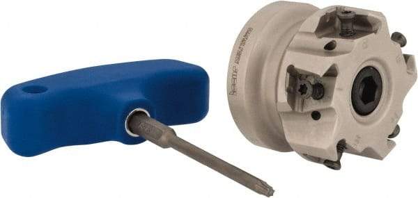Iscar - 5 Inserts, 2" Cut Diam, 3/4" Arbor Diam, 0.492" Max Depth of Cut, Indexable Square-Shoulder Face Mill - 0/90° Lead Angle, 1.57" High, T490 LN.. 1306 Insert Compatibility, Through Coolant, Series Helitang - Industrial Tool & Supply