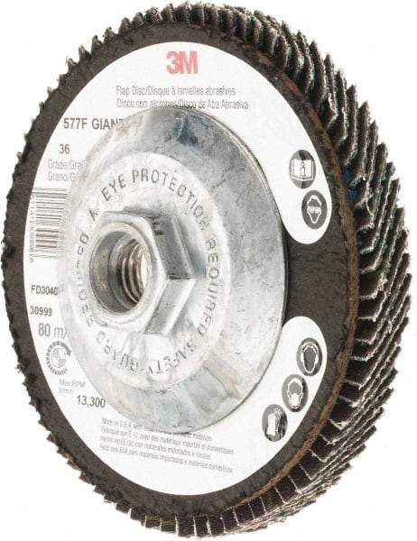 3M - Flap Disc - Polyester Backing, Arbor Attaching System - Industrial Tool & Supply