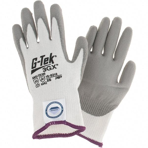 PIP - Size XS, ANSI Cut Lvl A3, Cut Resistant Gloves - Palm & Fingers Coated, White/Gray - Industrial Tool & Supply