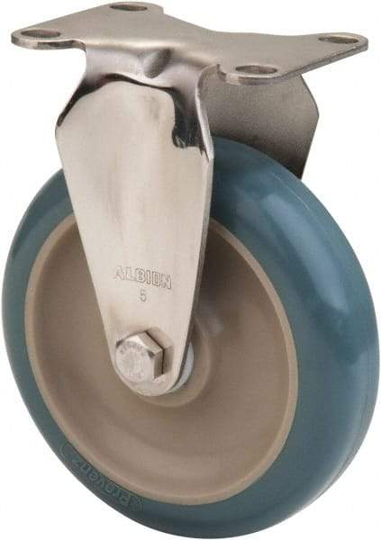 Albion - 4" Diam x 1-1/4" Wide x 5-1/8" OAH Top Plate Mount Rigid Caster - Antimicrobial Polyurethane over Polypropylene, 350 Lb Capacity, Delrin Bearing, 2-1/2 x 3-5/8" Plate - Industrial Tool & Supply
