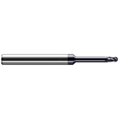 Ball End Mill: 0.0236″ Dia, 0.0354″ LOC, 4 Flute, Solid Carbide 50 mm OAL, 4 mm Shank Dia, 37 ° Helix, AlTiN Coated, Single End