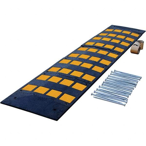 Vestil - 108" Long x 23-1/2" Wide x 37-1/2" High, Rubber Speed Hump - Yellow & Black - Industrial Tool & Supply