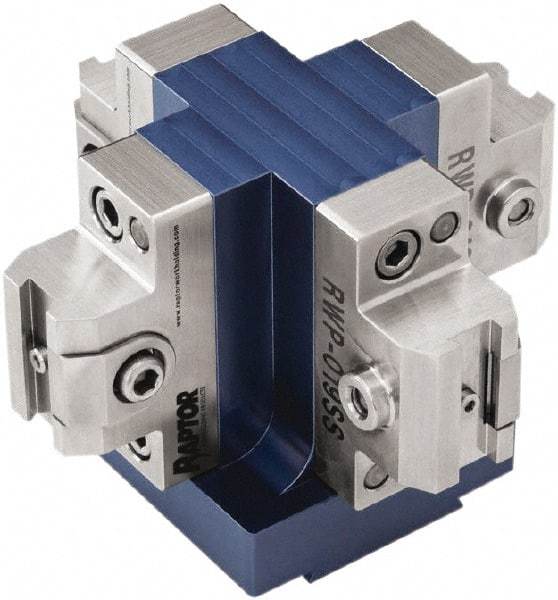 Raptor Workholding - 3.13" High x 4-1/2" Wide x 4-1/2" Long Dovetail Vise - 3/8" Jaw Opening Capacity, 1/8" High x 1-1/4" Wide Jaw, For 4 & 5 Axis Workholding Systems - Industrial Tool & Supply
