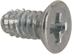 Value Collection - #4-40 UNC Thread, 1/4" OAL, #1 Phillips Drive Steel Thread Cutting Screw - Flat Undercut Head, Grade 1016-1024, Point Type F, Zinc-Plated Finish - Industrial Tool & Supply