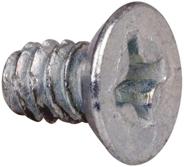 Value Collection - #6-32 UNC Thread, 1/4" OAL, #2 Phillips Drive Steel Thread Cutting Screw - Flat Undercut Head, Grade 1016-1024, Point Type F, Zinc-Plated Finish - Industrial Tool & Supply