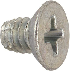 Value Collection - #8-32 UNC Thread, 1/4" OAL, #2 Phillips Drive Steel Thread Cutting Screw - Flat Undercut Head, Grade 1016-1024, Point Type F, Zinc-Plated Finish - Industrial Tool & Supply