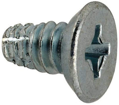 Value Collection - #10-24 UNC Thread, 3/8" OAL, #2 Phillips Drive Steel Thread Cutting Screw - Flat Undercut Head, Grade 1016-1024, Point Type F, Zinc-Plated Finish - Industrial Tool & Supply