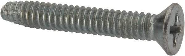 Value Collection - #10-24 UNC Thread, 1-1/4" OAL, #2 Phillips Drive Steel Thread Cutting Screw - Flat Head, Grade 1016-1024, Point Type F, Zinc-Plated Finish - Industrial Tool & Supply