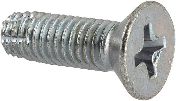 Value Collection - #10-32 UNF Thread, 5/8" OAL, #2 Phillips Drive Steel Thread Cutting Screw - Flat Head, Grade 1016-1024, Point Type F, Zinc-Plated Finish - Industrial Tool & Supply