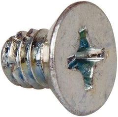 Value Collection - 1/4-20 UNC Thread, 3/8" OAL, #3 Phillips Drive Steel Thread Cutting Screw - Flat Undercut Head, Grade 1016-1024, Point Type F, Zinc-Plated Finish - Industrial Tool & Supply