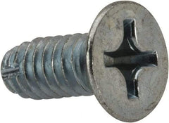 Value Collection - 1/4-20 UNC Thread, 5/8" OAL, #3 Phillips Drive Steel Thread Cutting Screw - Flat Head, Grade 1016-1024, Point Type F, Zinc-Plated Finish - Industrial Tool & Supply