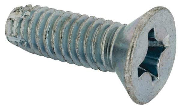 Value Collection - 5/16-18 UNC Thread, 1" OAL, #4 Phillips Drive Steel Thread Cutting Screw - Flat Head, Grade 1016-1024, Point Type F, Zinc-Plated Finish - Industrial Tool & Supply
