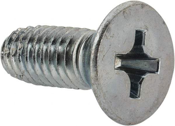 Value Collection - 3/8-16 UNC Thread, 1" OAL, #4 Phillips Drive Steel Thread Cutting Screw - Flat Head, Grade 1016-1024, Point Type F, Zinc-Plated Finish - Industrial Tool & Supply