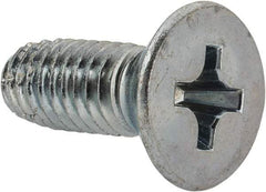 Value Collection - 3/8-16 UNC Thread, 1" OAL, #4 Phillips Drive Steel Thread Cutting Screw - Flat Head, Grade 1016-1024, Point Type F, Zinc-Plated Finish - Industrial Tool & Supply