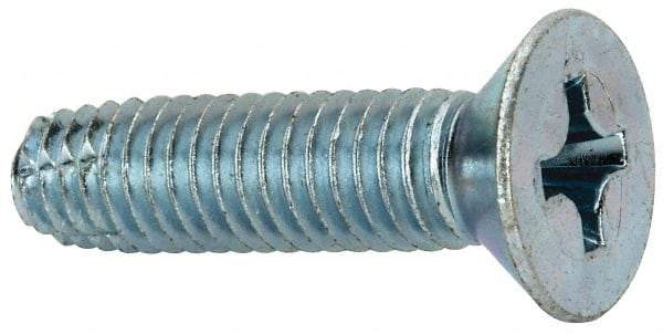 Value Collection - 3/8-16 UNC Thread, 1-1/2" OAL, #4 Phillips Drive Steel Thread Cutting Screw - Flat Head, Grade 1016-1024, Point Type F, Zinc-Plated Finish - Industrial Tool & Supply