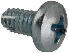 Value Collection - #8-32 UNC Thread, 5/16" Length Under Head, #2 Phillips Drive Steel Thread Cutting Screw - Pan Head, Grade 1016-1024, Point Type F, Zinc-Plated Finish - Industrial Tool & Supply