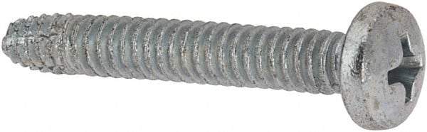 Value Collection - #10-24 UNC Thread, 1-1/4" Length Under Head, #2 Phillips Drive Steel Thread Cutting Screw - Pan Head, Grade 1016-1024, Point Type F, Zinc-Plated Finish - Industrial Tool & Supply